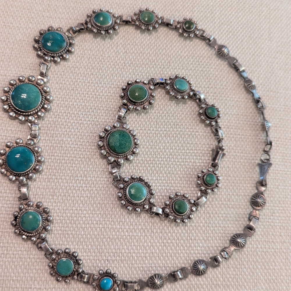 Silver and Turquoise Jewelry Set - Picture 4 of 7